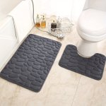 2PCS Memory Sponge Floor Mat Bathroom Thick Anti Slip And Water Absorbing Two-piece Carpet Set Toilet U-shaped Floor Mat Soft An