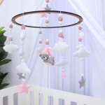 Cot Mobile Teddy Pink And Grey Clouds And Star