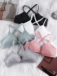 5 Pack Padless Comfortable Sports Bras Cross-strap Assorted Color Wireless Bras Women's Lingerie & Underwear