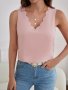 Scallop Trim Solid Tank Top Elegant Sleeveless Tank Top For Summer Women's Clothing