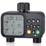 Tjjfmm Sprinkler Timer For Outdoor Garden Hose 2 Outlet 8 Programmable Water Timer With Rain Delay & Manual automatic Modes Weat