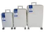 Smte White Polypropylene 3 Piece Spinner Luggage Set- Hard Shell Durable With Keychain