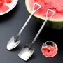 10PCS Stainless Steel Spoon Set - 5 Pointed & 5 Square Perfect For Watermelon Desserts & Ice Cream - Ideal For Outdoor Camping Picnics & Creative Fruit Serving