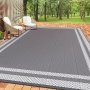 Waterproof Outdoor Rug With Bag And Stakes - Reversible Patio Carpet PP Material Braided Lightweight Machine Made Rectangle Shape Solid Color Hand Wash Only