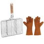 Eco Braai Grid & Premium Leather Gloves - Heat Resistant Portable Steel