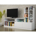 Dolunay Tv Unit Plasma Stand Display Shelves Bookcase White