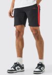 Man Signature Slim Mid Length Colour Block Shorts - Black