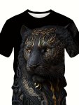 Fashion Beast 3D Graphic Print Men's Novelty Short Sleeve Crew Neck T-Shirt Summer Outdoor