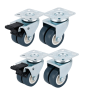 4PCS 2.5INCH Heavy Duty Casters With 2 Brakes - Up To 800LBS - Set Of 4 No Floor Marking Silent Casters For Furniture