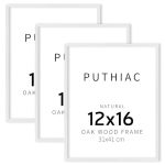 Puthiac 12X16 Solid Oak Wood Picture Frame Fits 8X12 With Mat Or 12X16 Without Mat Wall Display Only Vertical Or Horizontal Plex