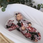Baby Grow With Beanie And Bow Black Peoni