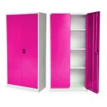 2-DOOR 4-SHELVE Stationery Cupboard Pink