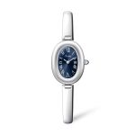 Women's Sleek Silver Bangle Watch - Deep Navy Blue Dial
