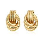 Trendy Gold Plated Knot Earrings For Women Chunky Statement Drop Dangle Earrings Lightweight Hypoallergenic Fashion Accessories