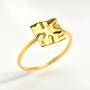 Petite 18CT Gold Square Ring With Hammered Finish - 58 / 18CT Gold