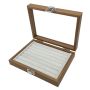 Portable 7 Grid Wood Jewelry Cufflinks Rings Display Storage Box With Cover
