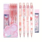Cute Mechanical Pencil Set Include 4PCS 0.5MM Kawaii Mechanical Pencils With 1 Tube Of Hb Pencil Refills Kawaii Stationary Cute 
