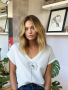 Lined Flower Oversized Tee - White - Medium