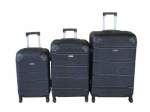 Smte 3-PIECE Black Abs Luggage Set Spinner Wheels With Durable Travel-ready With Keychain