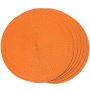 Funwheat Round Braided Placemats Set Of 6 Table Mats For Dining Tables Woven Washable Non-slip Place Mats 15 Inch For Halloween Decoration Orange 6PC