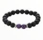 Lava Stone Bracelet With 2 Black & Purple Lepidolite