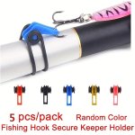 5-PACK Abs Fishing Hook Secure Keeper Holder Set With Silicone Rings - Multi-color Easy Attachment Waterproof For All Fishing Ro