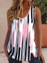 Striped Print Tank Top Casual Sleeveless Top For Summer Women's Clothing