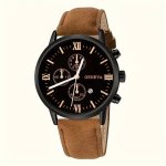 Stylish Men's Quartz Watch With Date Feature - Classic Round Display Faux Leather Strap Roman Numerals Perfect Gift For Boyfrien