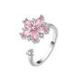 Romantic Flower-shaped Zircon Ring Light Luxury Design Pink Flower Ring