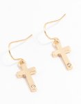 Goldair Gold Cross Drop Earrings - Onesize