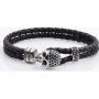 Mens Trendy Skull Style Leather Bracelet 21CM