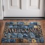 Welcome Cobblestone 3D Stone Pattern Rug - Non-Slip Waterproof Machine Washable Polyester Carpet For Home & Outdoor Decor - Perfect For Entrance Living Room Bathroom Balcony