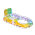 Head & Footrest Inflatable Pool Lounger With Cup Holders Rainbow