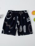 Stylish Letter Print Boys Elastic Waist Comfortable Creative Shorts Casual Shorts For Summer Outdoor