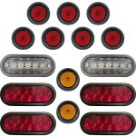 LED Light Kit For Trailers Trucks Rvs - Oval Stop turn tail Lights - Oval Reverse Lights - 2.5 Amber Sidemarkers - 2.5 Red Sidem