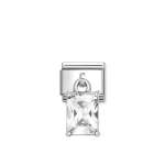 Composable Classic Link Pendant Rectangular Baguette Cut Stone White