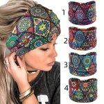 Bohemian Paisley Print Wide Headband For Women - Cotton Blend Tie Closure Sweat-wicking Breathable Sports Headwrap For Fitness Y