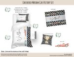 Kids Duvet Set Checkered Wroom Car Victory