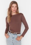 Boat Neck Top - Brown