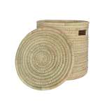 Lidded Natural Woven Storage Basket - Medium