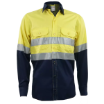 Navy Yellow Vented Reflective Mining Shirt - Navy yellow 3XL