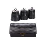 Wave 4 Piece Canister Set Black