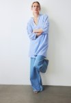 Linen-blend Dress - Blue striped