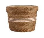 H&s Basket Cattail W lid Lrg