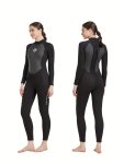 Contrast Color Long Sleeve Wetsuit High Neck High Stretchy Sporty Wetsuit Women's Swimwear & Clothing