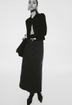 Denim Maxi Skirt - Black