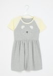 PoP Candy Reglan Sleeve Dress - Ecru & Grey