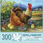 Bits And Pieces 300 Piece Jigsaw Puzzle For Adults Amber Rooster And Family - Hen Chicks Lunch Farm Country Flower Barn Jigsaw P