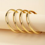 Classic Golden Iron Bangle Set Simple Retro Style Women's Daily Wear Bracelets Elegant Jewelry Gift Accessory
