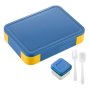 Colorful Compartment Lunchbox - With A Fork- Spoon- And Small Container Blue